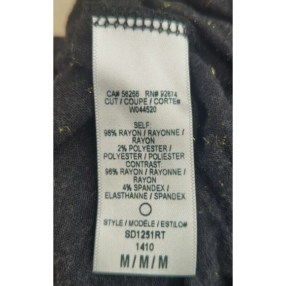 Splendid Gray Gold Jersey Dress Asymmetrical Soft Knit Lightweight Midi M - Picture 6 of 7